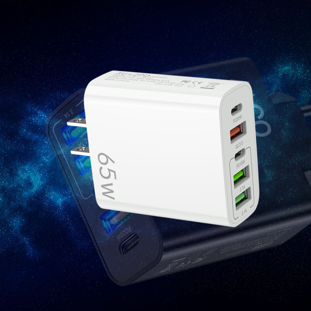 Adaptador Cargador Multipuertos 65w Carga Rápida (3usb, 1 C)