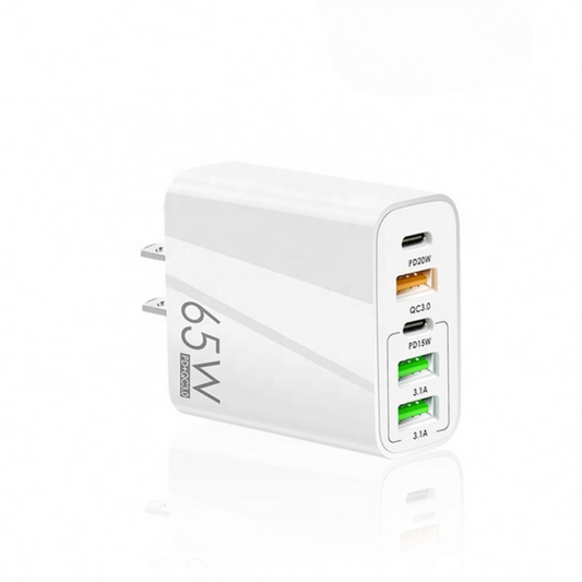 Adaptador Cargador Multipuertos 65w Carga Rápida (3usb, 1 C)