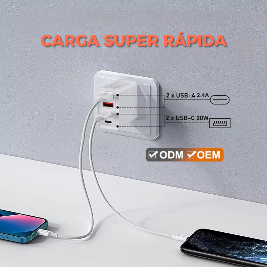 Cargador Adaptador Marranita Carga Rápida 55w Multipuerto