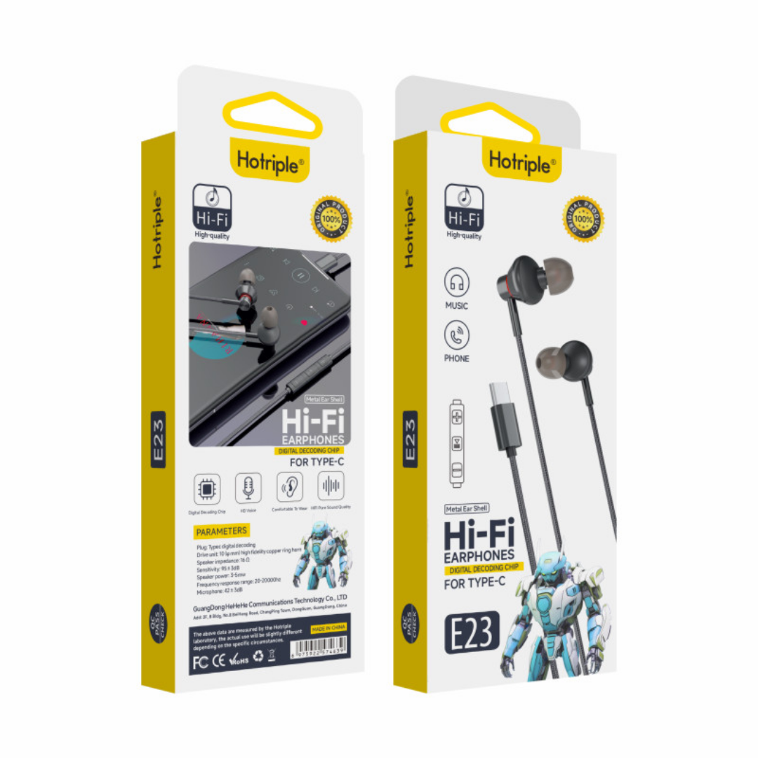 Audífonos Cable Celular Tipo C In Ear Auriculares E23