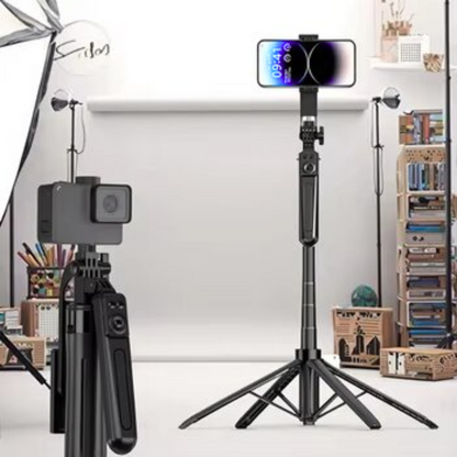 TRIPODE PREMIUM PARA CELULAR Ó CÁMARA PLEGABLE Y PORTABLE EXTRA LARGO 180CM + CONTROL REMOTO