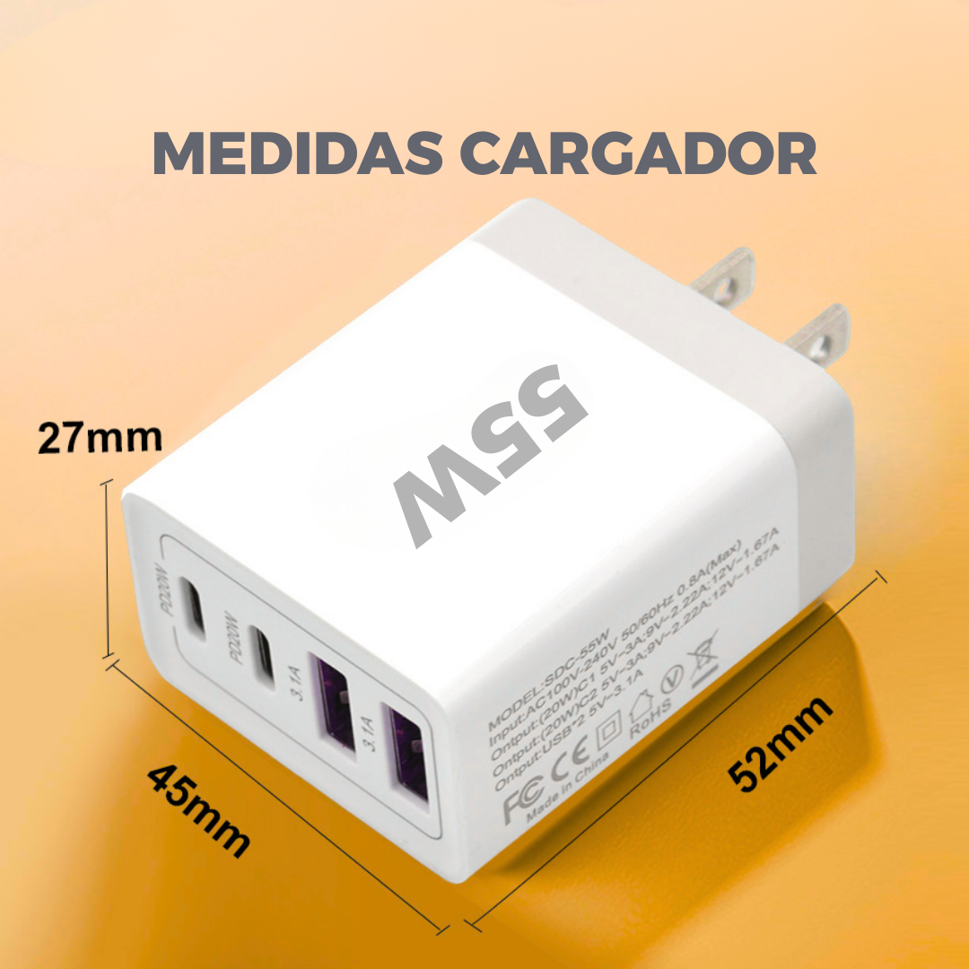 Cargador Adaptador Marranita Carga Rápida 55w Multipuerto