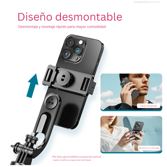 TRIPODE PARA CELULAR Ó CÁMARA PLEGABLE Y PORTABLE EXTRA LARGO 170CM + CONTROL REMOTO