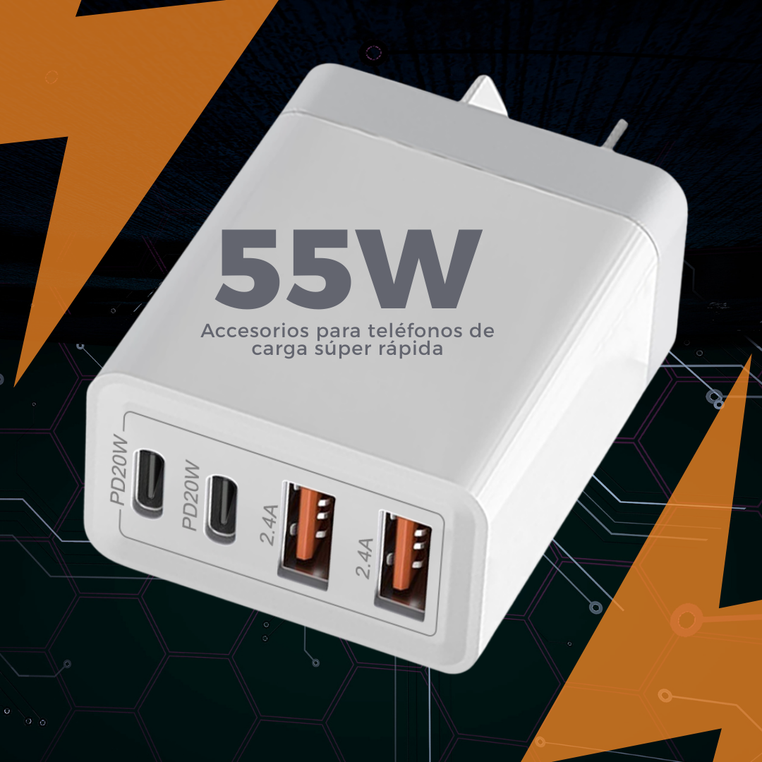 Cargador Adaptador Marranita Carga Rápida 55w Multipuerto