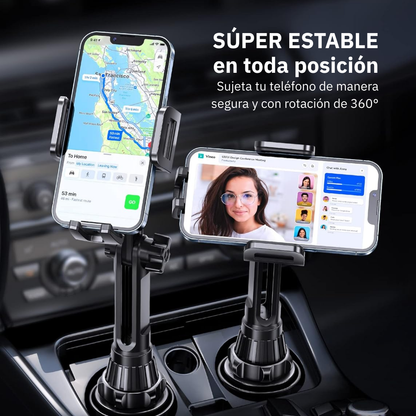 Soporte Celular Carro Portavasos Extensible Ajustable 360