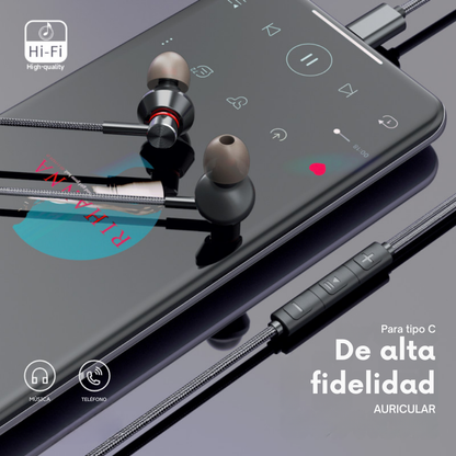 Audífonos Cable Celular Tipo C In Ear Auriculares E23