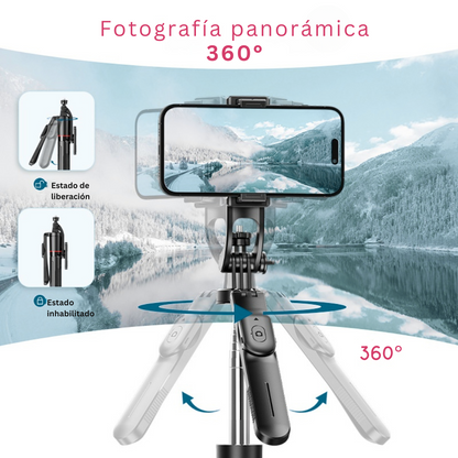 TRIPODE PARA CELULAR Ó CÁMARA PLEGABLE Y PORTABLE EXTRA LARGO 170CM + CONTROL REMOTO