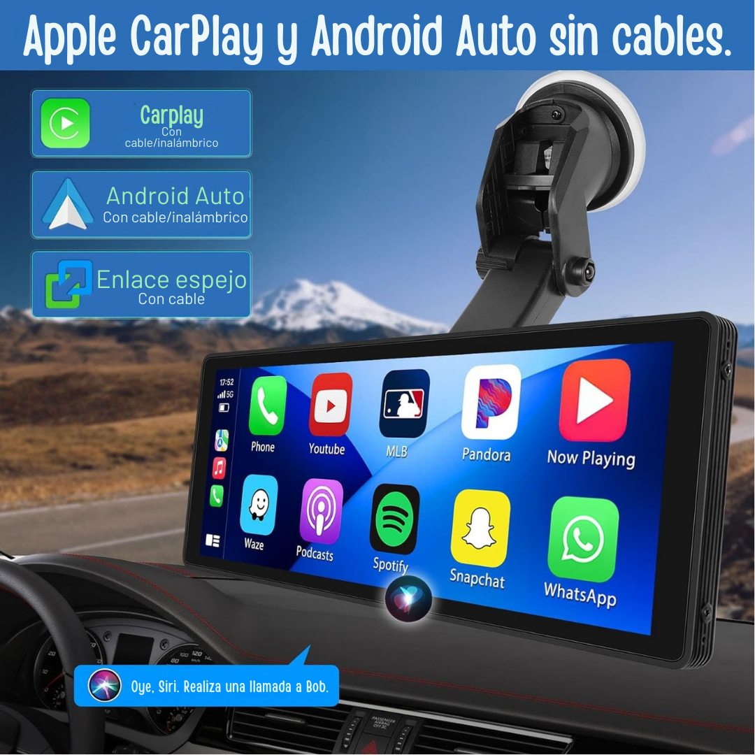PANTALLA RADIO CARRO CAR PLAY ANDROID AUTO INALÁMBRICA 10,26" + CÁMARA REVERSA