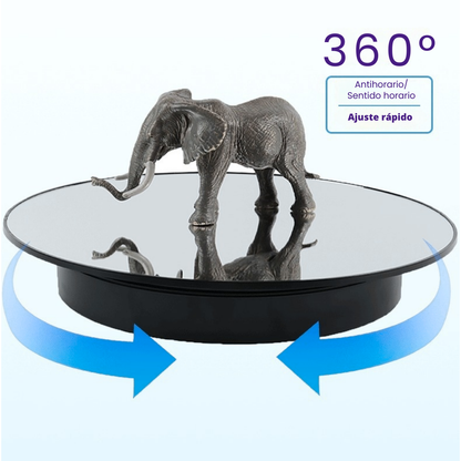 Exhibidor Eléctrico Giratorio 360 Grados Base Espejo Negro