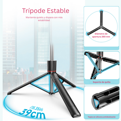 TRIPODE PARA CELULAR Ó CÁMARA PLEGABLE Y PORTABLE EXTRA LARGO 170CM + CONTROL REMOTO