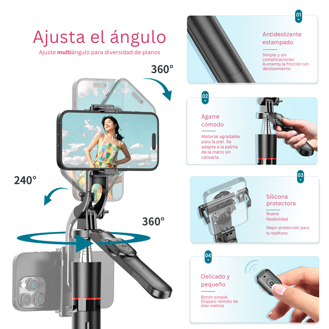 TRIPODE PARA CELULAR Ó CÁMARA PLEGABLE Y PORTABLE EXTRA LARGO 170CM + CONTROL REMOTO