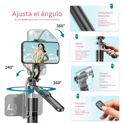 TRIPODE PARA CELULAR Ó CÁMARA PLEGABLE Y PORTABLE EXTRA LARGO 170CM + CONTROL REMOTO